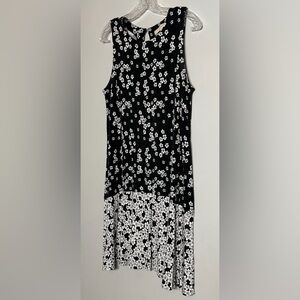 LOFT Black and White Floral Dress Size M